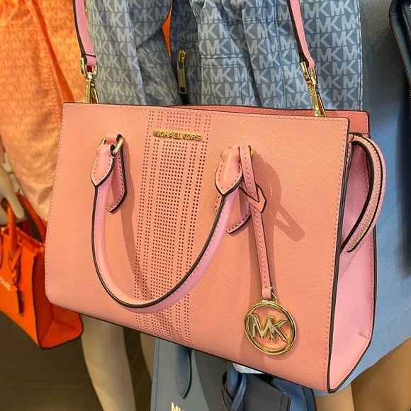 MICHAEL KORS
Sheila Medium CZ Faux Saffiano Leather Satchel Crossbody 
NWT - Picture 4 of 16